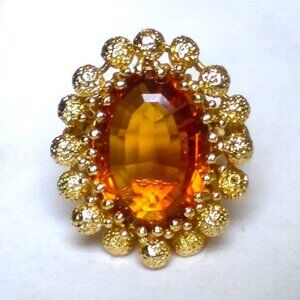 Vintage Designer SEMCO 18K Yellow Gold 5.25CT Madeira Citrine Cocktail Ring 10 g